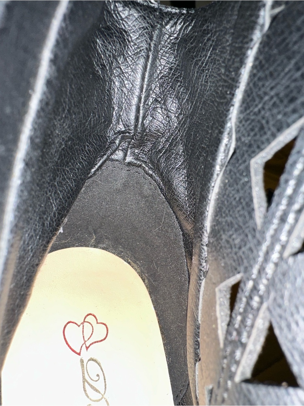 Ankle Heel Booties Pointed Toe Stiletto Faux Suede 8.5 Black Cutout Gold Buckle - Picture 9 of 11